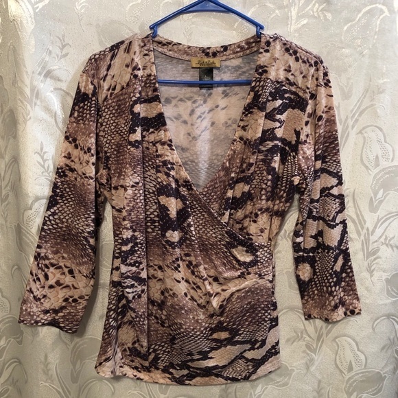 Peck & Peck Weekend Snakeskin Pint Top - Picture 1 of 3